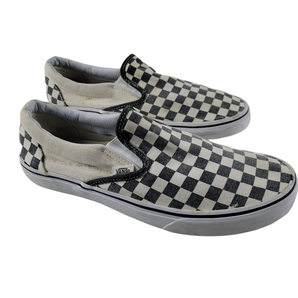 VANS Checkerboard Slip Ons Distressed